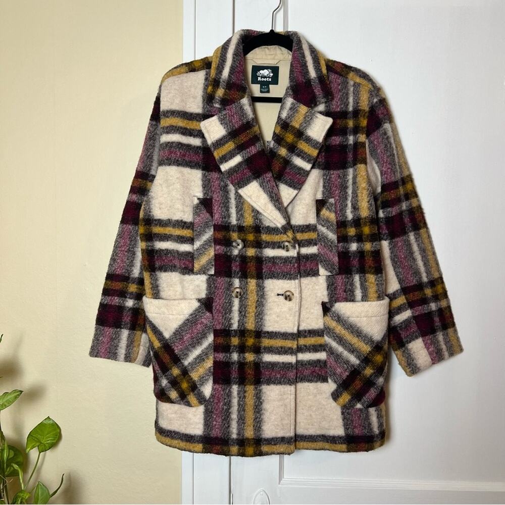 Roots Seymour Plaid Boxy Wool Blend Peacoat - Picture 3 of 12